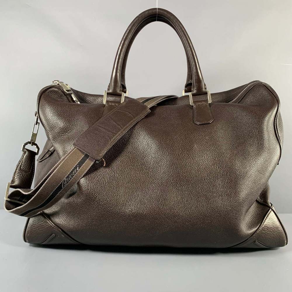 BRIONI Brown Pebble Grain Leather Duffle Bags - Picture 3 of 13